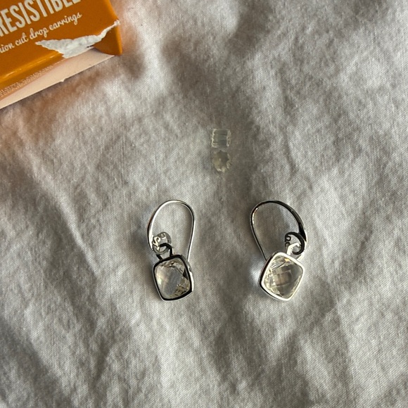 Origami Owl Simply Ear-Resistible Silver Drop Earrings with Clear Stones - Picture 2 of 2